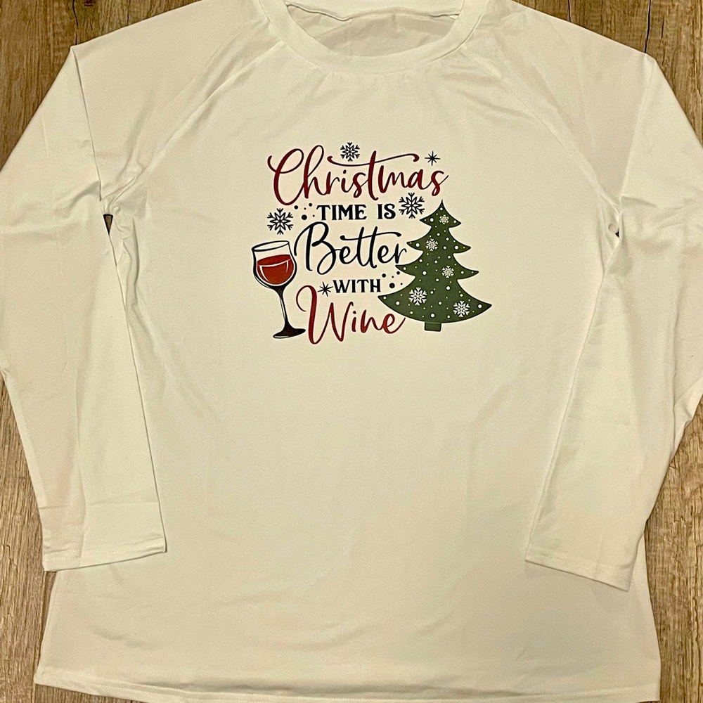 New Christmas Time Better with Wine White Long Sleeve Shirt